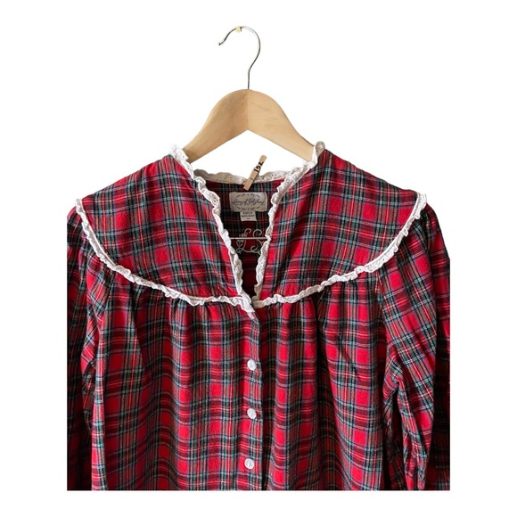 LANZ OF SALZBURG Red Plaid Flannel Nightgown Size Medium - Picture 4 of 13